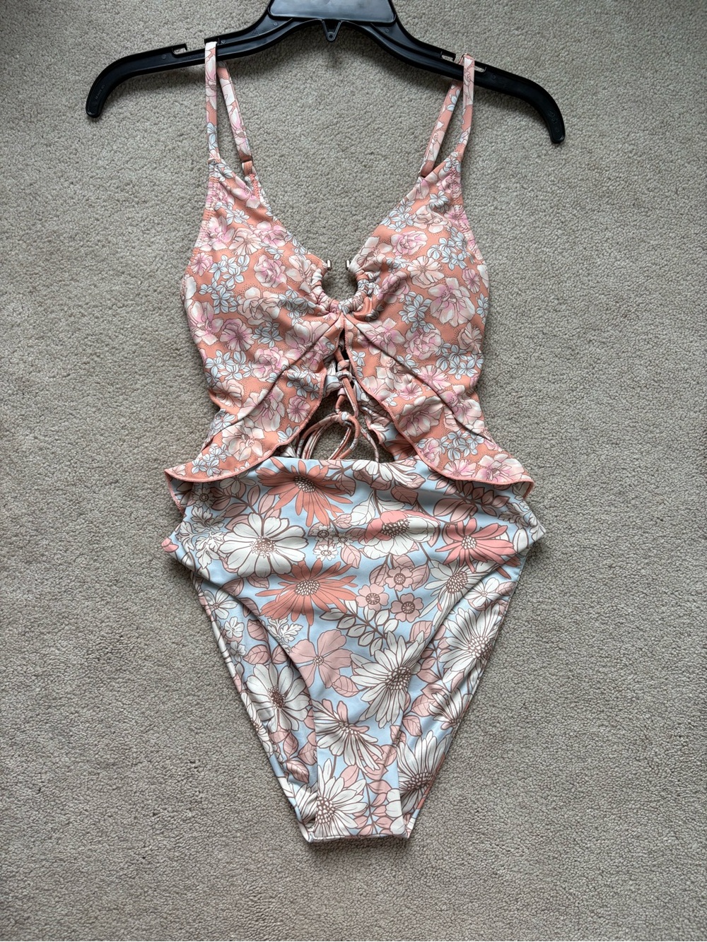 Power 2 The Flower Altar'd State Carlita  Mixed Floral Cutout One Piece Swimsuit